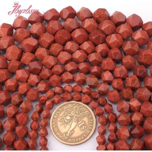 Round Cube Faceted Gold Sandstone Natural Stone Spacer Beads for Women Men DIY Accessories Necklace Bracelet Jewelry Making 15"