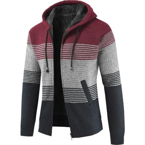 Jacket Men Long Sleeve Hoodie Casual Loose Striped Pocket Zip Front Cardigan Sports Jacket manteau femme hiver 2020 Xmas gifts