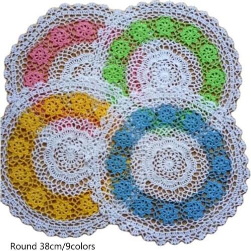 Vintage cotton table place mat pad Cloth lace crochet drink placemat cup mug Christmas tea coffee coaster dining doily kitchen