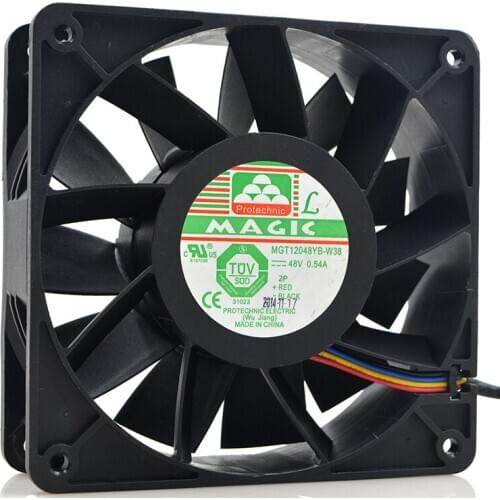 MGT12048YB-W38 For Yong Li 120mm cooling fan DC 48V 0.54A 12cm 12038 4-Wire PWM Speed Control Cooling Fan