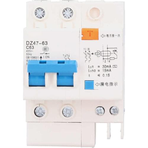 Mini circuit breaker 220V 2P63 Circuit Breaker Disconnector Electric Leakage Protection Switch 35mm Din Rail Mount elektrikli