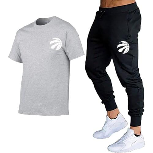 2021 Fashion All-match Mens Sports Suit Mens Casual Suit Spring And Summer Brand Short-sleeved Top + Trousers 2-piece Suit