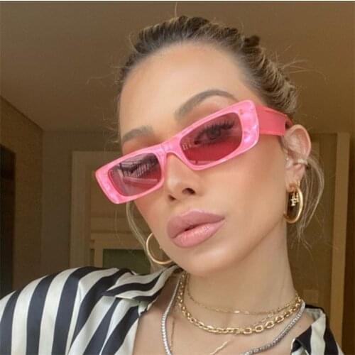Vintage Pink Square Sunglasses Women Brand Designer Small Rectangle Sun Glasses Ladies Gradient Clear Shades Eyewear Oculos