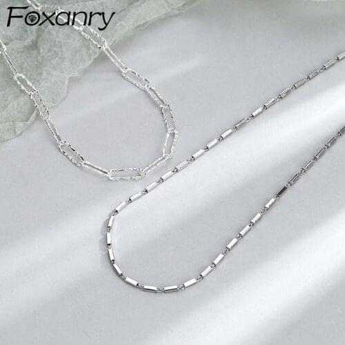 FOXANRY 925 Sterling Silver Clavicle Chain Necklace for Women Accessories Fashion Simple Bamboo Joint Party Jewelry Wholesale