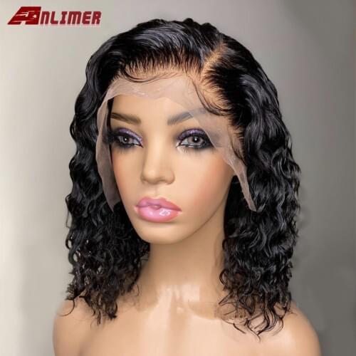 Water Wave 13x4 Lace Front Wig Short Bob Frontal Human Hair Wigs Wet And Wave Brazilian Remy Pre Plucked Short Bob Wig