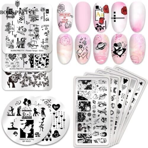 BORN PRETTY Nail Stamping Plates Love Theme Overprint Nail Stamp Nail Art Template Stencil Stainless Steel 12x6cm Nail Tools
