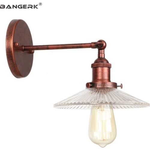 Industrial Loft Wall Light LED Edison Sconces Vintage Wall Lights Glass Lampshade Bedside Wall Lamp Antique Home Decor Lighting