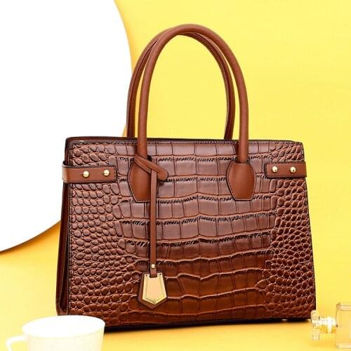 Luxury Alligator Top-handle Bag Leather Designer Handbags High Quality Shoulder Cross Body Bag Large Capacity Fashion Rivet Sac