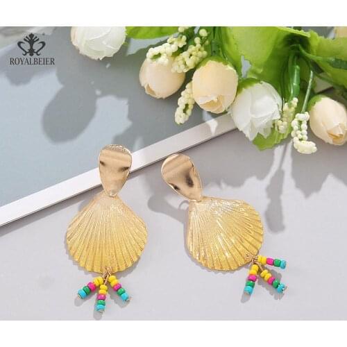 Newest Shell Beads Drop Earring For Women Water Drop Pendant Earing Yellow Earring Jewelly Female Brincos Wholesale Gifts