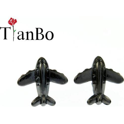 TianBo silver color plane stud earring jewelry luxury women party airplane gift spring engagement cute lady aircraft earring