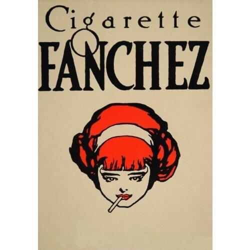 Fanchez Cigarettes – M. C. Perley – French 1913 METAL TIN SIGN POSTER PLAQUE