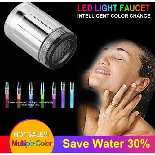 7 Color RGB Colorful LED Light Water Glow Faucet Changing Glow Kitchen Shower Tap Water Saving Luminous Faucet Nozzle Shower