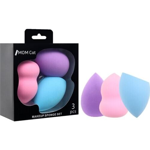 3pc Makeup Sponge Make up Puff Cosmetics Puff Blender Set Puf Hydrophilic Powder Foundation Sponge for Face With Box