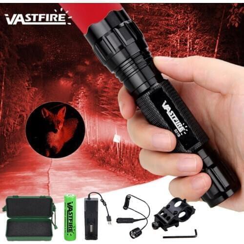 Tactical 501B Hunting Flashlight Airsoft Keymod Scout Light Rifle Gun Light+Rail Mount+Remote Switch+18650+USB Charger+Box