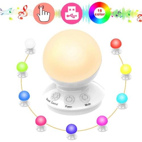 Smart LED Table Lamp Bedroom Bedside RGB Color Night Light Sound Control Rechargeable Sleeping Light Home Decor