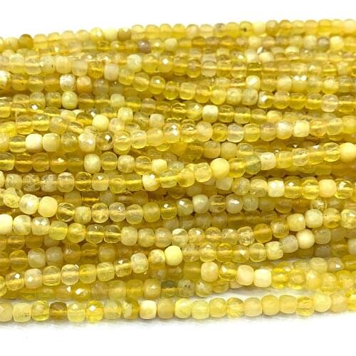 Veemake Yellow Opal Natural Stone Necklace Bracelets Earrings Gemstones Faceted Irregular Cube Small Beads For Jewelry Making
