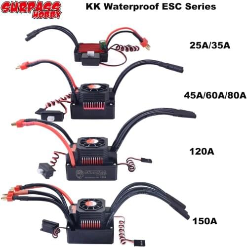 SURPASS HOBBY Waterproof Brushless Speed Controller 35A 45A 60A 80A 120A 150A ESC T PLUG for 1/8 1/10 1/12 RC Racing Car