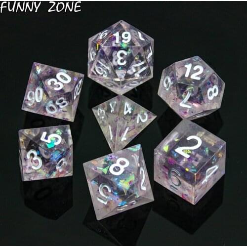 Top Grade Handmade Colorful Sharp Edge and Beautiful Dice Set 7pcs/set D4-D20 with DND RPG Gift Boardgames