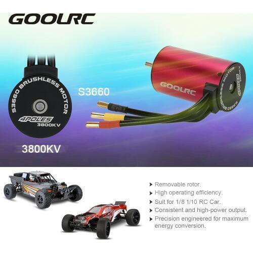 High Quality Original GoolRC S3660 3800KV 4 Poles Brushless Sensorless Motor for 1/8 1/10 RC Car