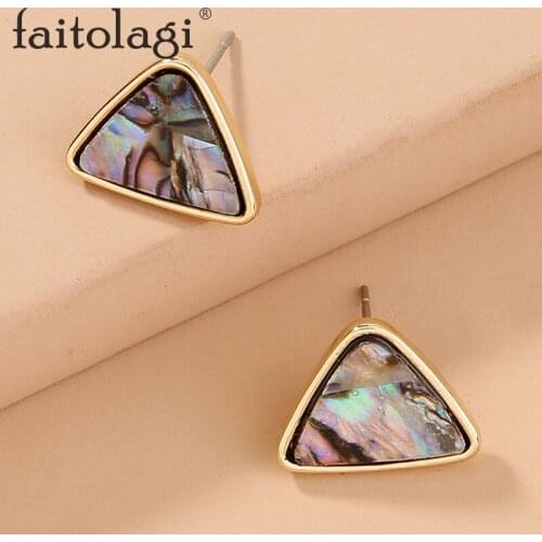 Colorful Shiny Stud Earrings For Women Triangle Shape Retro Fashion Simple Girls Earring Female Wedding Jewelry