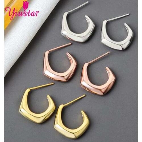 Street Style Chunky Golden Small Large Stud Earrings Shaped Ladies Punk Metal Earrings Unique Jewelry Gifts 2020 Trend Piercing