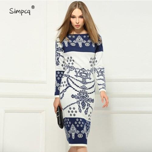 2020women Spring Runway Dresses Fashion New Blue And White Porcelain Print Dress China Style O Neck Pleated Long Boho Dresses