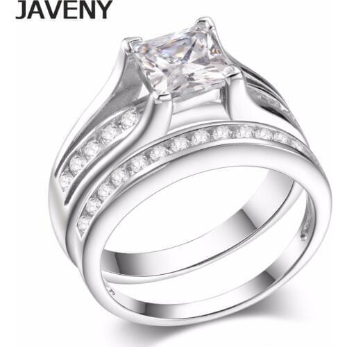 925 Sterling Silver Princess CZ Cubic Zirconia Ladies Womens Girls Engagement Bridal Wedding Rings Sets Mothers Birthday Gifts