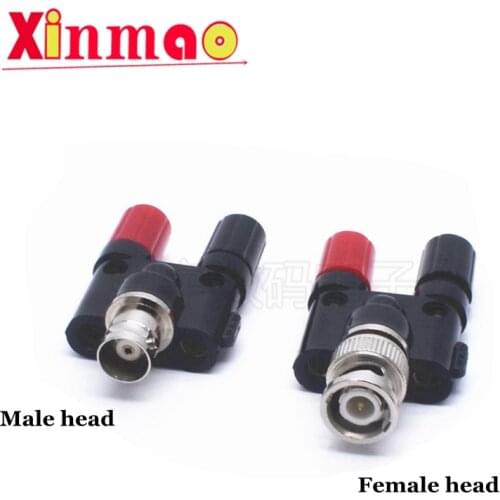 1PCS BNC to Two Dual 4mm Banana Female Jack Coaxial connector RF Adapter