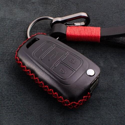 1X Genuine Leather Car Key Cover Auto Key Ring Holder For Chevrolet Cruze Trax Lova Malibu Buick Opel Mokka Fold Key Case