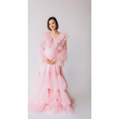 2021 Womens morning clothes see-through pure maternity gown, suitable for photo shoot