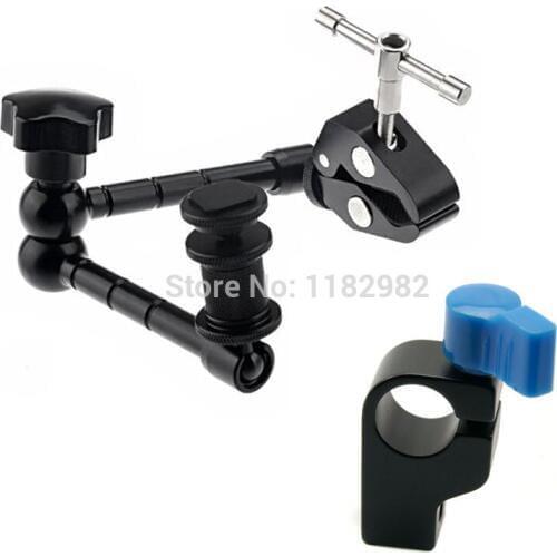 3ni111-Inch Articulating Magic Arm + 15mm rod clamp + Large Super Clamp Large Crab Pliers Clip for HDMI Monitor LED Lights