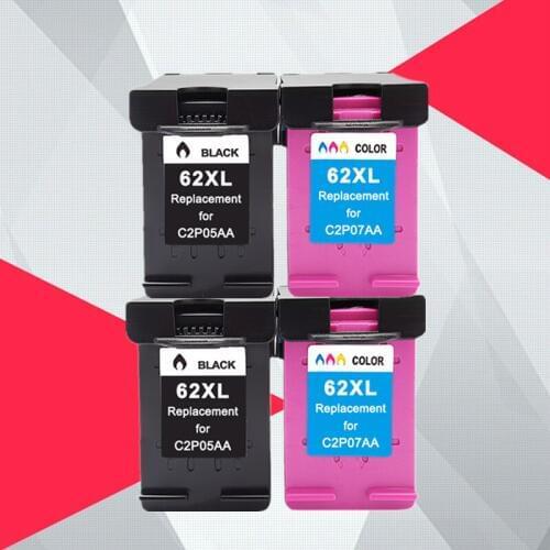 4PK Compatible 62XL Ink Cartridge Replacement for HP 62 XL for HP62 Envy 5640 OfficeJet 200 5540 5740 5542 7640 printers
