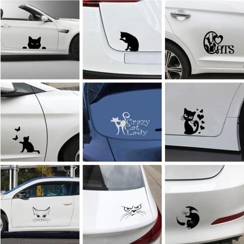 Cartoon Cat Car Stickers Waterproof Removable Car Decal Stickers For Car Body And Window Car Accessories Skin Decoration