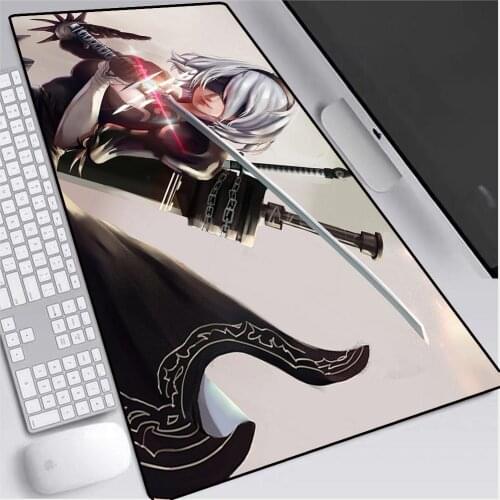 Mairuige NieR Automata Anime Speed Version Large Gaming Mouse Pad Lock Edge Mouse Mat for Laptop Computer Desk Pad Keyboard Mat