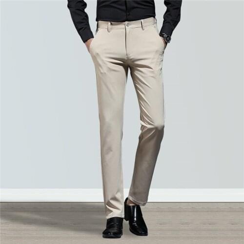 Trousers mens slim suit pants business casual straight suit mens work four seasons Korean thin suit pants