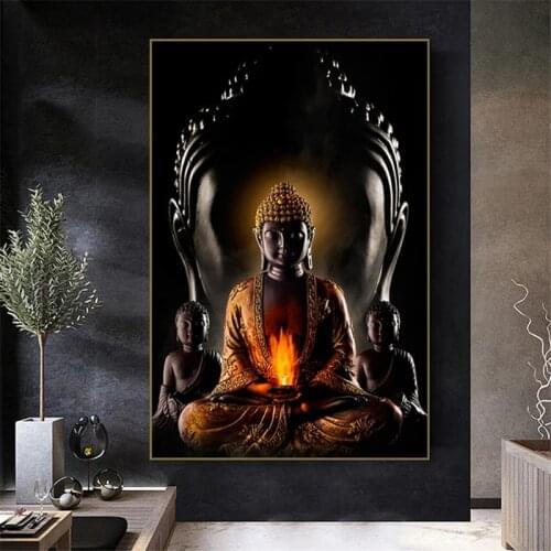 Buddhism Religious Posters and Prints God Buddha Wall Art Prints Buddha Statue Canvas Figure Painting Pictures Wall Decor
