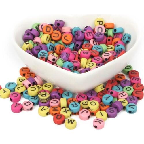 200Pcs Mixed Colorful Letter Acrylic Beads 7mm For Jewellery Marking Loose Spacer Beads Bracelet Necklace Charm Jewelry Finding