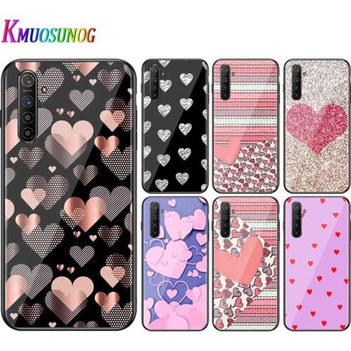For OPPO A5 A9 2020 F7 Phone Cover Cute Love Heart for OPPO Reno 2 Z 2Z 2F 3 4 Pro 5G Bright Black Phone Case