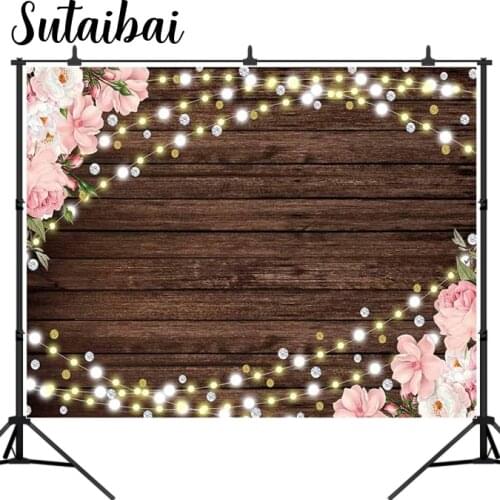 Rustic Floral Wood Floor Backdrop for Photography Romantic Wedding Bridal Shower Baby Birthday Party Background Flower Marriage