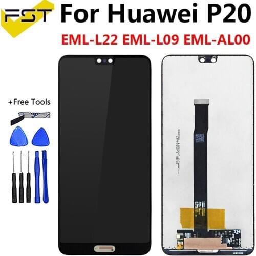For Huawei P20 EML-L29 LCD Display+Touch Screen Digitizer Assembly with Frame EML-L22 EML-L09 EML-AL00 For Huawei P20 Display