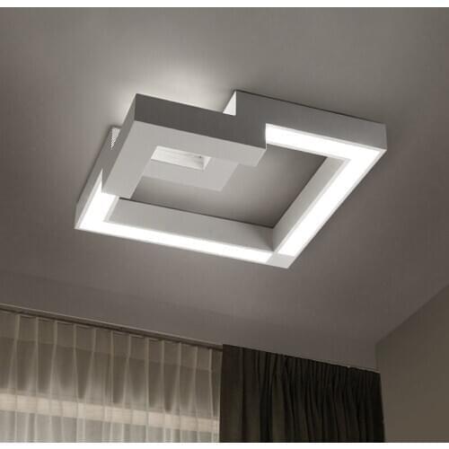 Geometry LED Ceiling Lamp Modern White for Living Dining Room Bedroom Study Square Dimmable Art Home Decoration Lighting Fixture