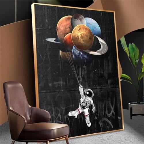 Canvas Astronaut Outer Space Canvas Painting Home Living Room Decor Childrens Room Decoration Dream Starry Posters and Murals