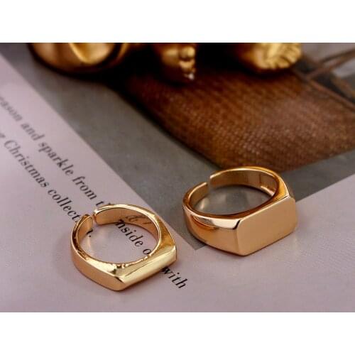 New Simple Gold Color Metal Geometric Rings for Women Fashion Butterfly Crystal Open Adjustable Rings Punk Hip-hop Jewelry Gift