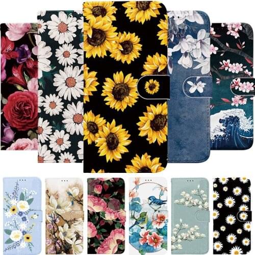Leather Flip Case For Huawei P Smart Y9 2019 2020 P30 P20 Lite New Edition Honor 10 Lite 9X Flower Wallet Case Back Cover Fundas