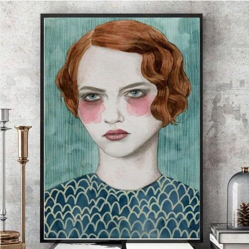 Angry Girl Creative Watercolor Flower Girl Home Decoration Canvas Cuadros Decoracion Salon Wall Painting Wall Art Canvas
