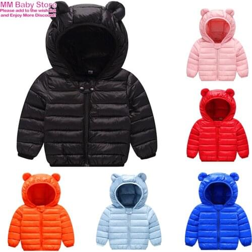 2021 Baby Boys Girls Jackets Kids Light Down Coats Children Clothes Spring Autumn Winter Warm Outwears Ear Vests