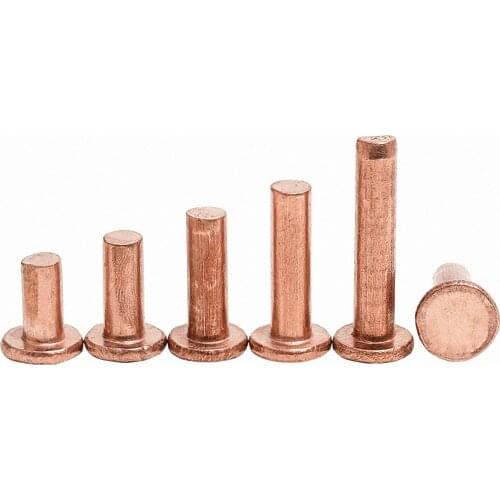 M5 M6 M8 Copper Solid Rivets Knock Flat Head Rivet GB109 Length 6mm 8mm 10mm 12mm 14mm 16mm 20mm 25mm 30mm 35mm 40mm 50mm