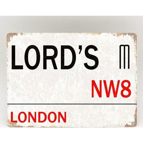 Metal Tin Wall Sign Lords London Bar Home Bedroom Art Wall Decoration Old-fashioned Retro Square Metal Sign 8X12 Inches