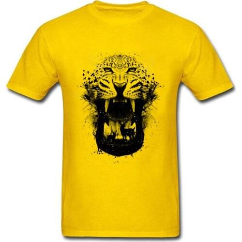 Hunter Season 2018 3D Panther Printed Men T-shirt Leopard Painting 80s Yellow T Shirt Summer Vibrant Color Hip Hop Clothes