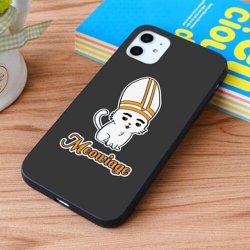 For iPhone Meowiage Funny Cat Parody Marriage Priest Soft TPU border Apple iPhone Case